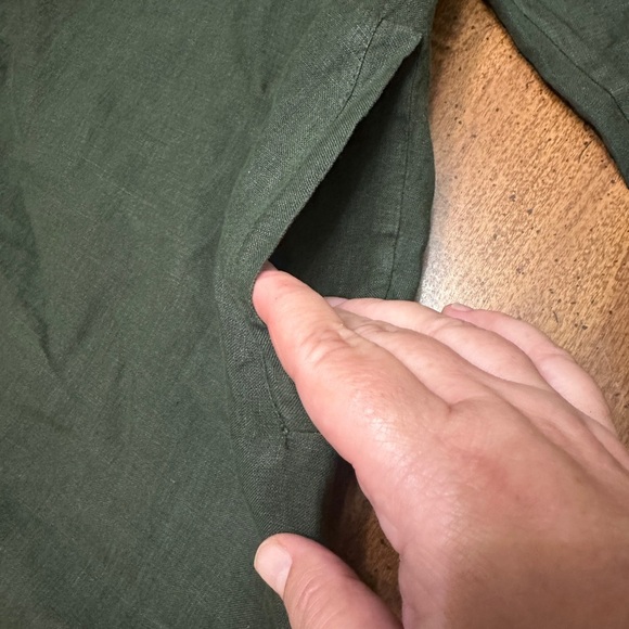 Bryn WALKER Womens Linen Jacket Size Large Hunter Green Open Draped Collar - Picture 13 of 16